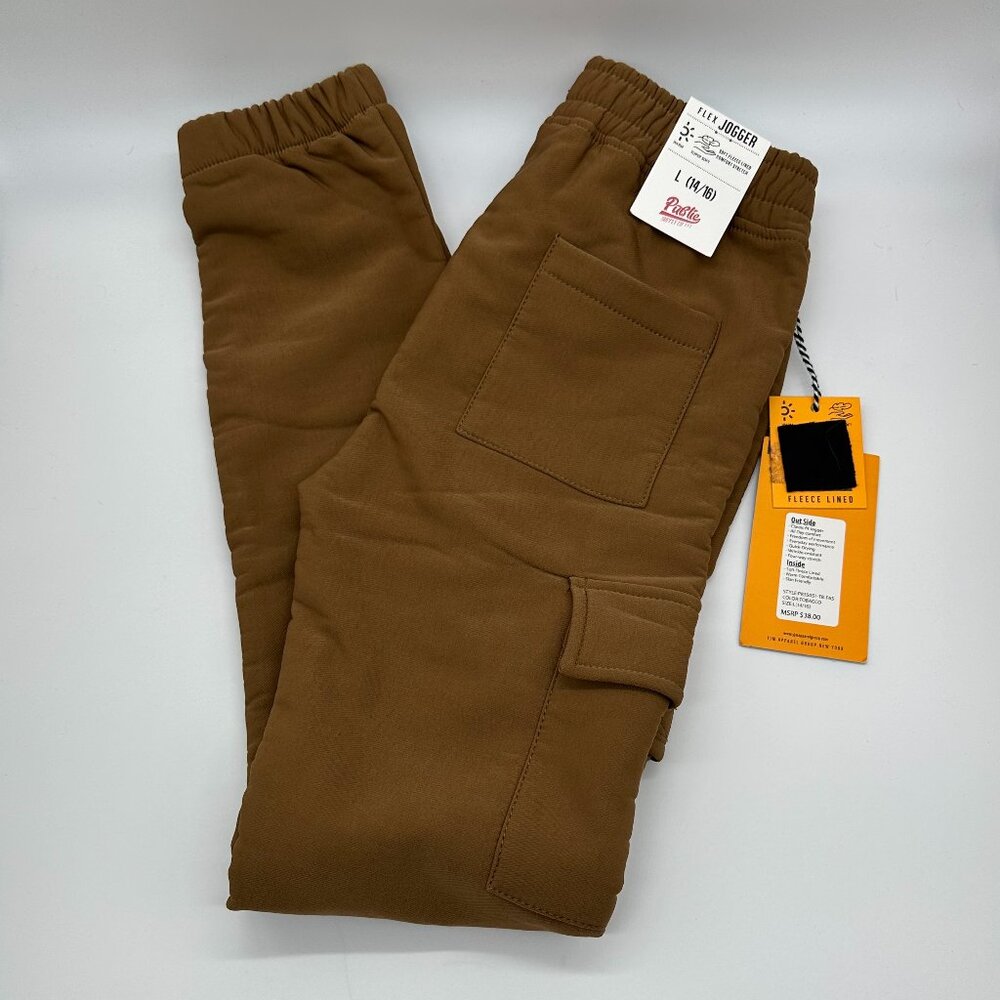 Public Supply Co Boys Flex Jogger Fleece Lined Tobacco Brown L 14/16 NWT
